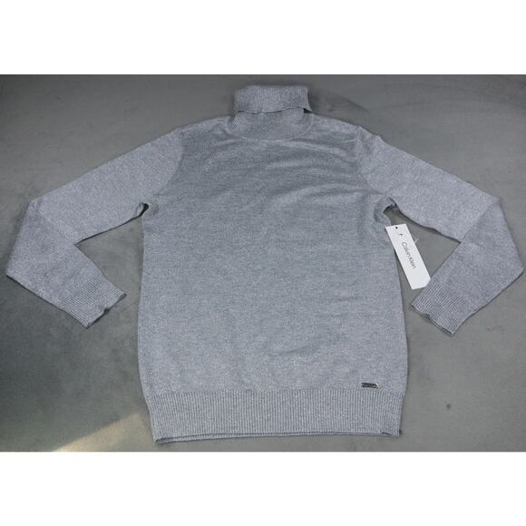 Calvin Klein Sweater Turtleneck Metallic Knit M9VSL092 Womens Silver Gray Small - Picture 1 of 11